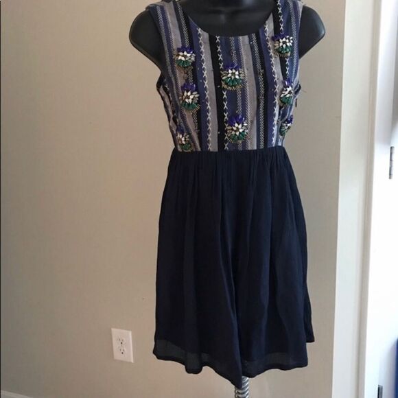Tularosa Navy Open Back‎ Embellished Mini Dress XS - Picture 7 of 7